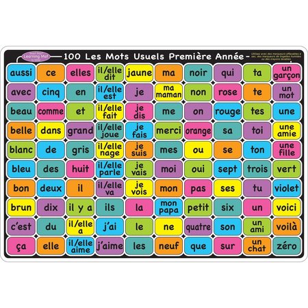 ASHLEY PRODUCTIONS Smart Poly French Sight Words Learning Mat, 12in. x 17in. 95026